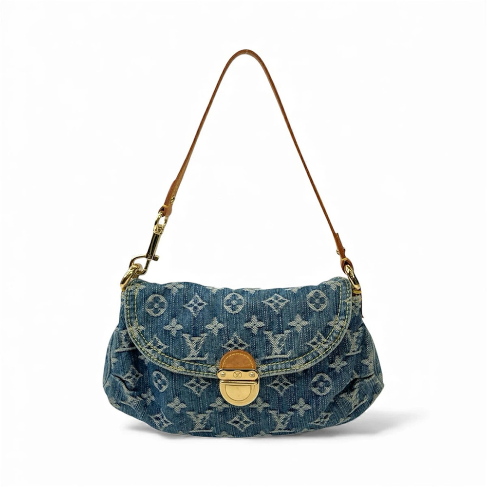 LOUIS VUITTON Pleaty Handbag Monogram Denim Blue